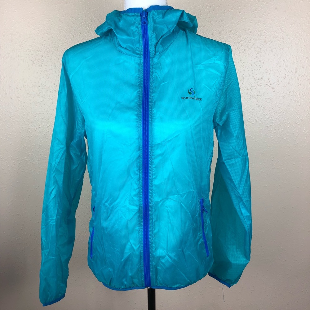 Somewhere Packable Blue Waterproof Jacket Size S - image 2